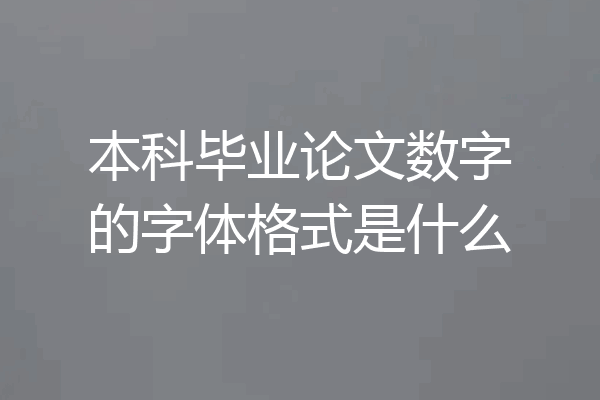 本科毕业论文数字的字体格式是什么