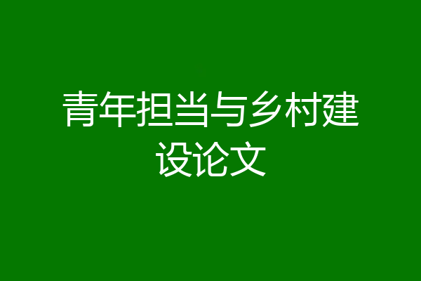 青年担当与乡村建设论文