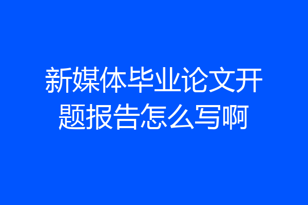 新媒体毕业论文开题报告怎么写啊