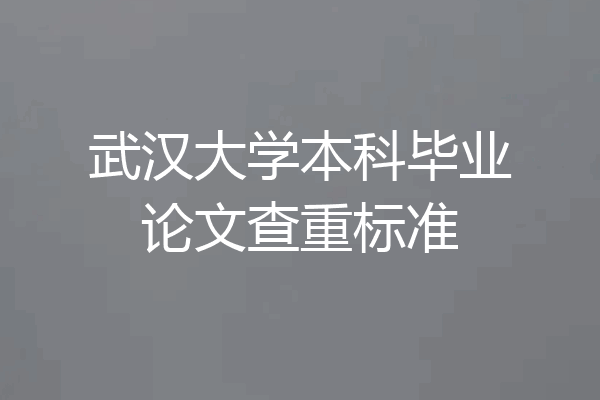 武汉大学本科毕业论文查重标准