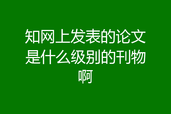 知网上发表的论文是什么级别的刊物啊