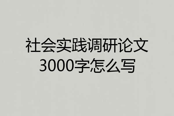 社会实践调研论文3000字怎么写