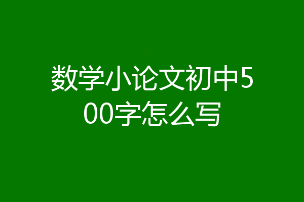 数学小论文初中500字怎么写