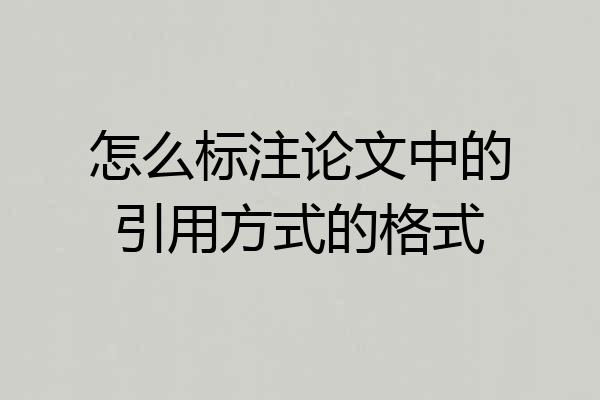 怎么标注论文中的引用方式的格式