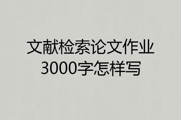文献检索论文作业3000字怎样写