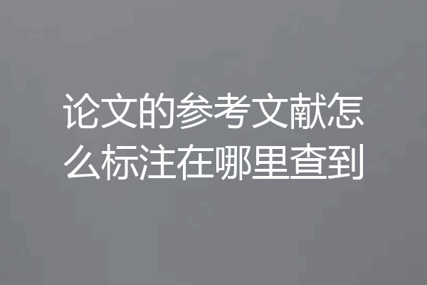论文的参考文献怎么标注在哪里查到