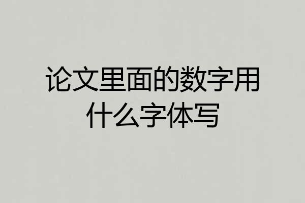 论文里面的数字用什么字体写