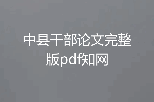 中县干部论文完整版pdf知网
