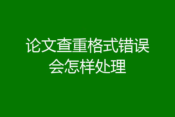 论文查重格式错误会怎样处理