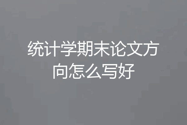 统计学期末论文方向怎么写好