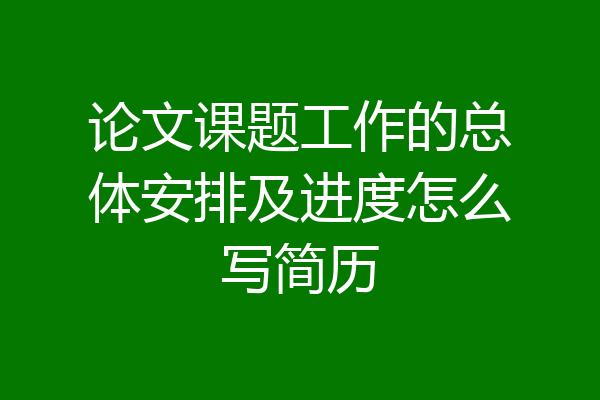 论文课题工作的总体安排及进度怎么写简历
