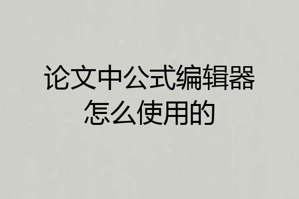 论文中公式编辑器怎么使用的