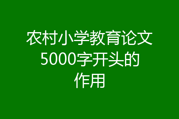 农村小学教育论文5000字开头的作用
