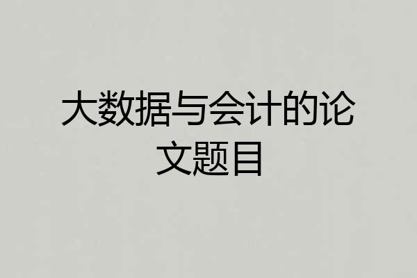 大数据与会计的论文题目