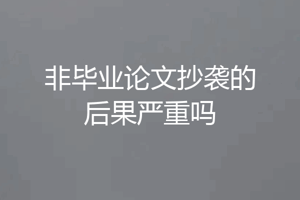 非毕业论文抄袭的后果严重吗