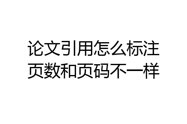 论文引用怎么标注页数和页码不一样