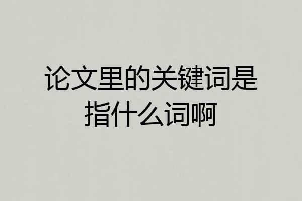 论文里的关键词是指什么词啊