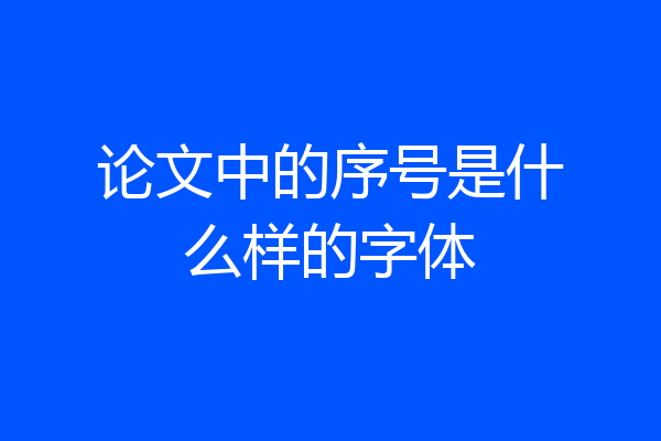 论文中的序号是什么样的字体
