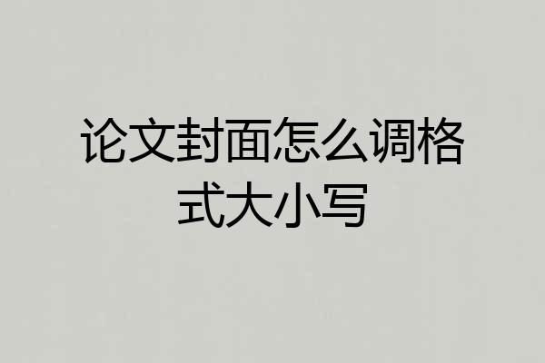 论文封面怎么调格式大小写