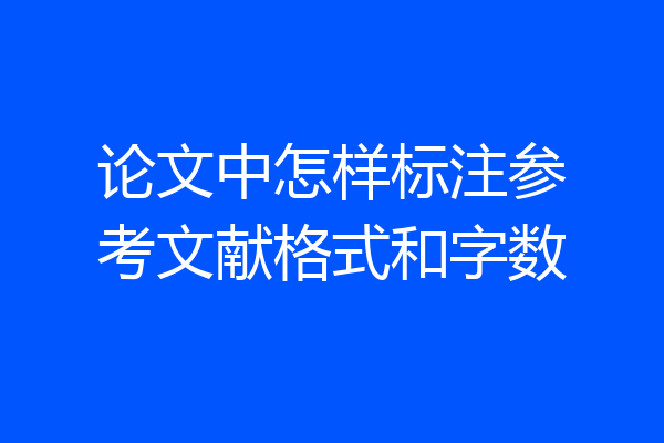 论文中怎样标注参考文献格式和字数