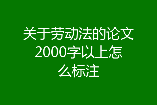 关于劳动法的论文2000字以上怎么标注