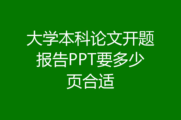 大学本科论文开题报告PPT要多少页合适