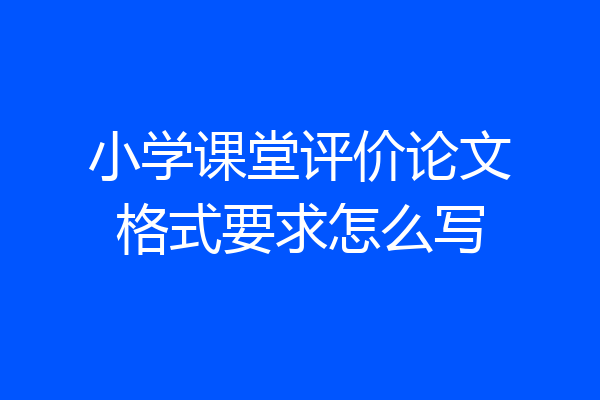 小学课堂评价论文格式要求怎么写