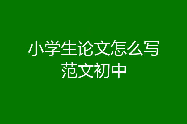 小学生论文怎么写范文初中