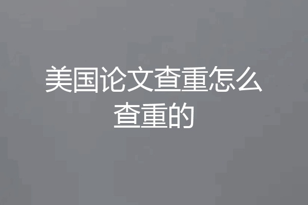 美国论文查重怎么查重的