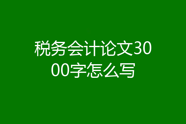 税务会计论文3000字怎么写
