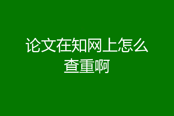 论文在知网上怎么查重啊