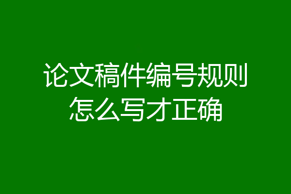 论文稿件编号规则怎么写才正确