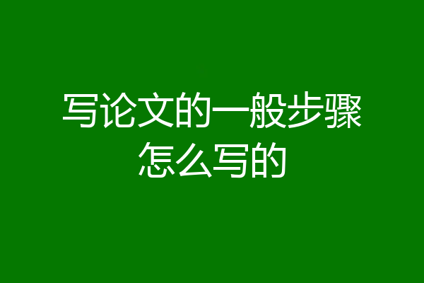 写论文的一般步骤怎么写的