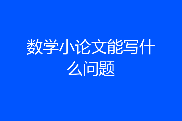 数学小论文能写什么问题