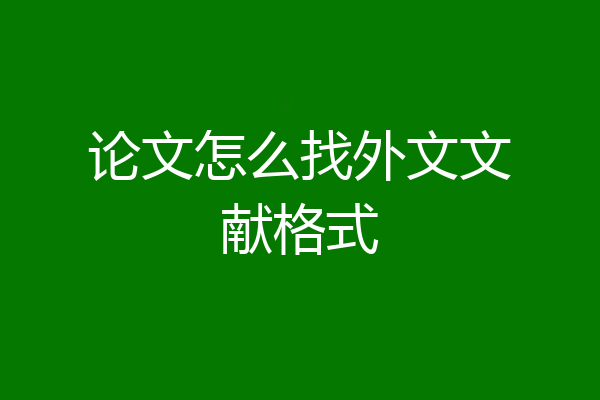 论文怎么找外文文献格式