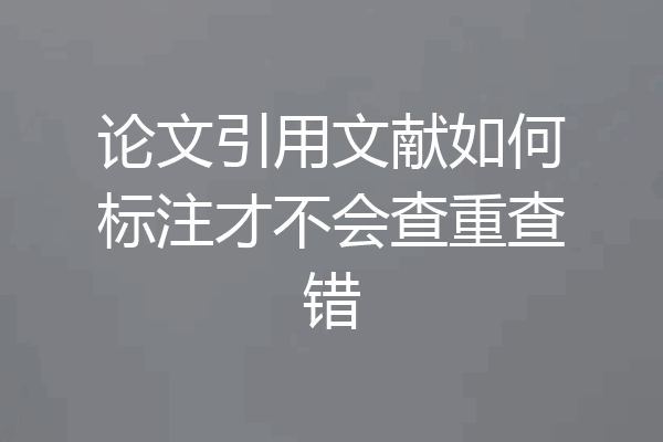 论文引用文献如何标注才不会查重查错