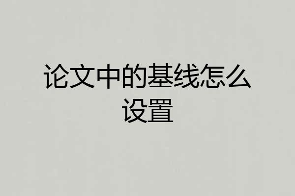 论文中的基线怎么设置