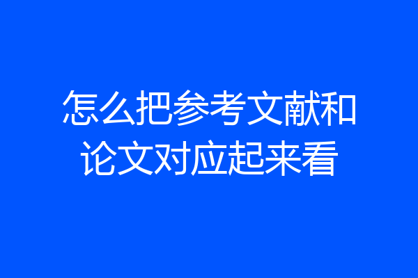 怎么把参考文献和论文对应起来看