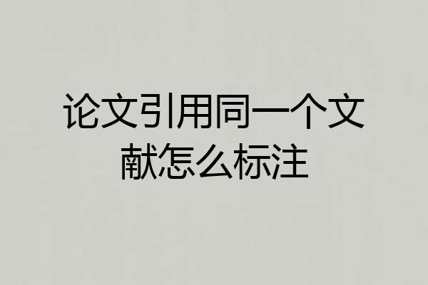 论文引用同一个文献怎么标注