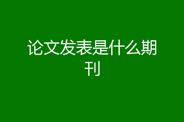论文发表是什么期刊