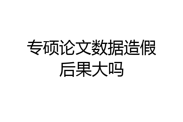 专硕论文数据造假后果大吗
