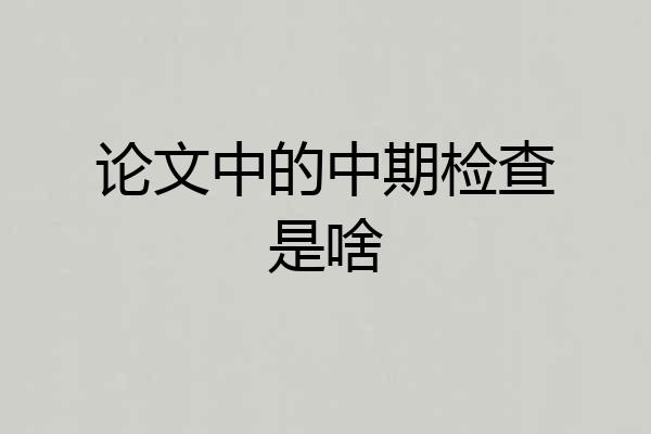 论文中的中期检查是啥
