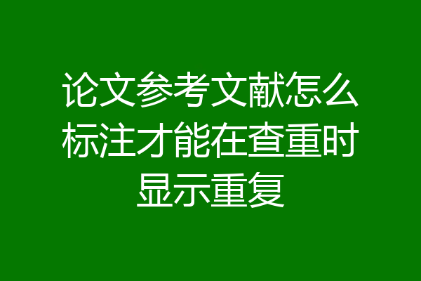论文参考文献怎么标注才能在查重时显示重复
