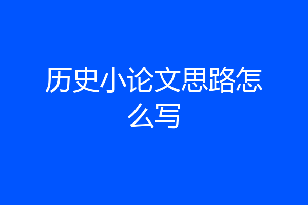 历史小论文思路怎么写