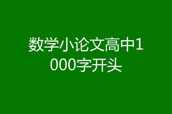 数学小论文高中1000字开头
