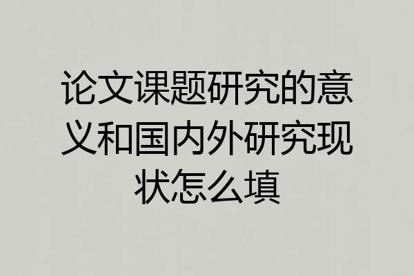 论文课题研究的意义和国内外研究现状怎么填