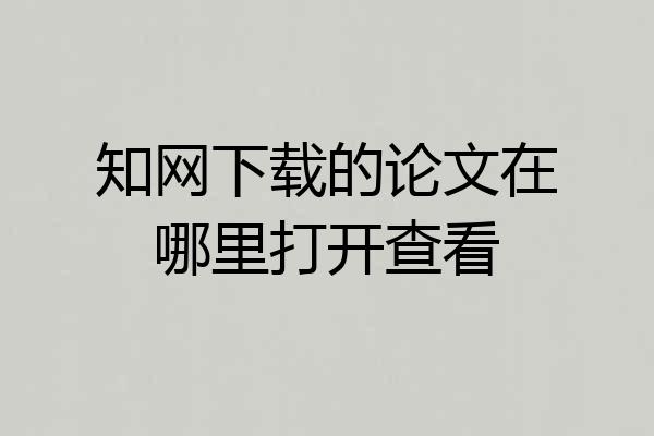 知网下载的论文在哪里打开查看