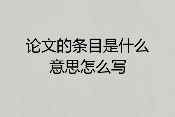 论文的条目是什么意思怎么写