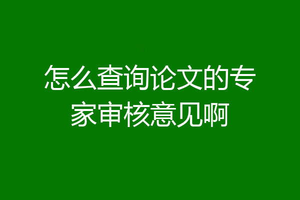 怎么查询论文的专家审核意见啊