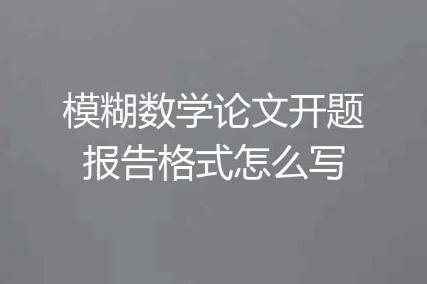 模糊数学论文开题报告格式怎么写